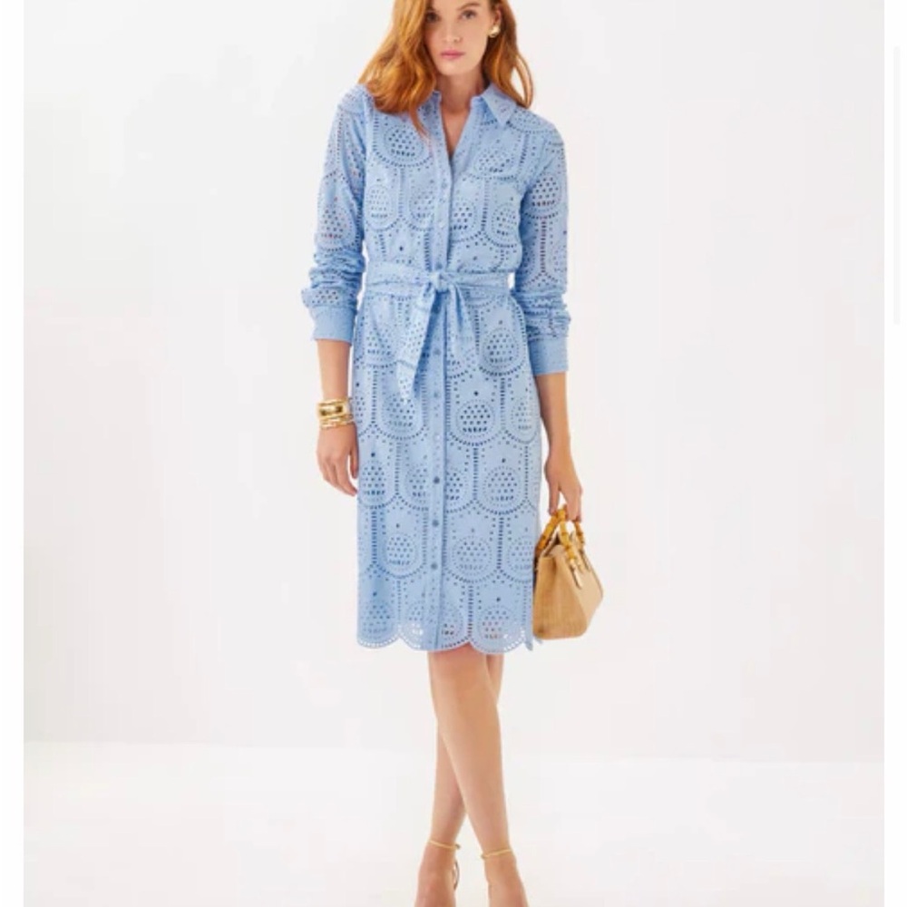 Lilly Pulitzer Blue Lace Shirt Dress